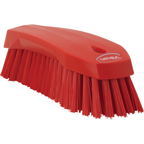 Large Angled Hand Brush, Stiff Bristles, 8" Long, Red Equipex