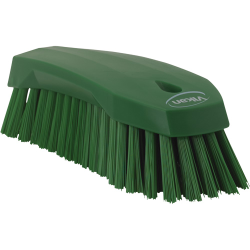 Large Angled Hand Brush, Stiff Bristles, 8" Long, Green Equipex