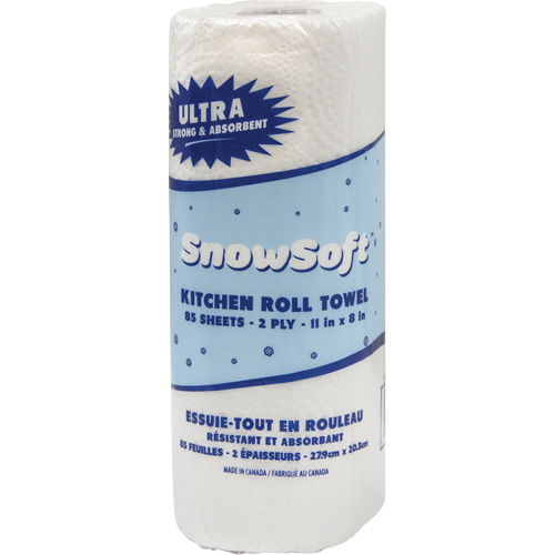 Essuie-tout pour cuisines de premi&egrave;re qualit&eacute; Snow Soft, 2 Pli, 85 Feuilles/rouleau, 8" la, 11" lo Equipex