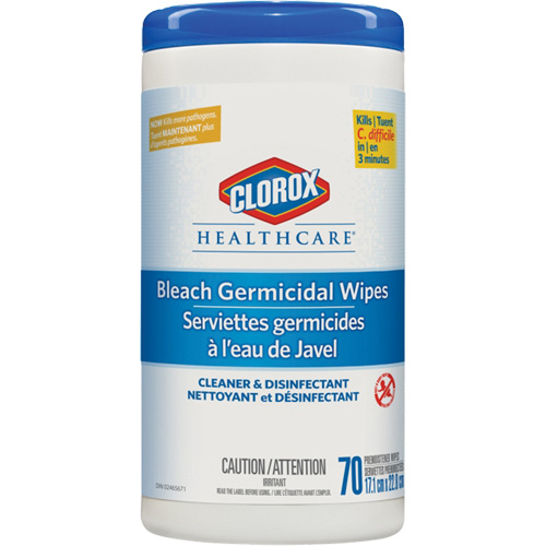Lingettes d&eacute;sinfectantes &agrave; l'eau de Javel Healthcare, 70 lingettes Equipex