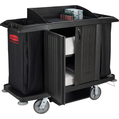 Chariot pleine grandeur pour l'entretien m&eacute;nager de bureau avec porte Equipex