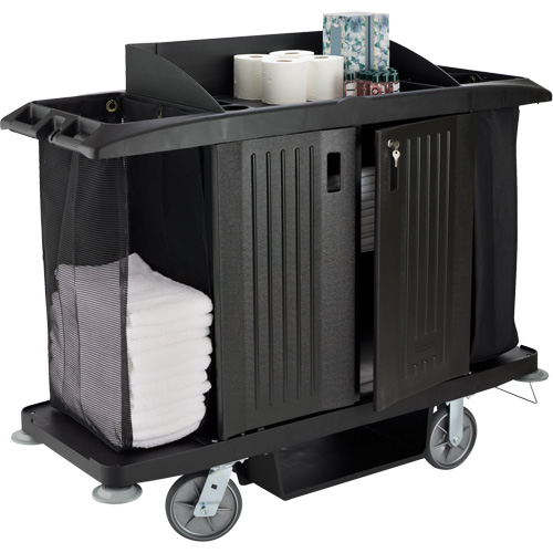 Chariot pleine grandeur pour l'entretien m&eacute;nager de bureau avec porte Equipex
