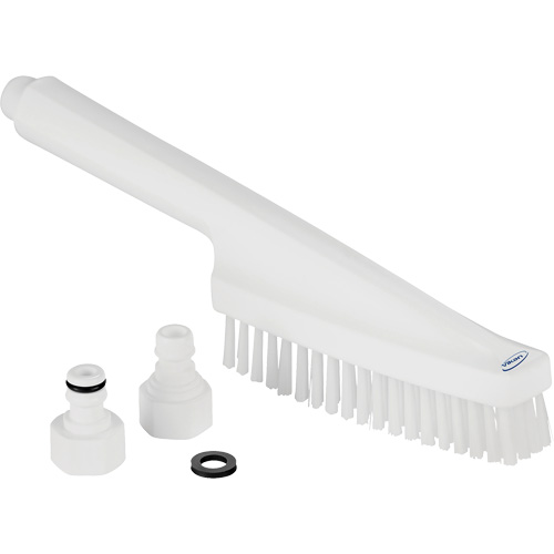 Brosse &agrave; main avec circulation d'eau, Soies Ferme, Longueur de 13", Blanc Equipex