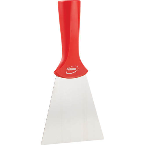 Handle-Mounted Stainless Steel Scraper, Red, 4" W x 8" L Equipex
