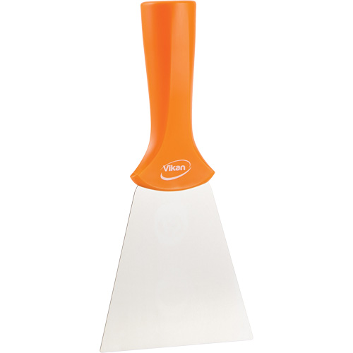 Handle-Mounted Stainless Steel Scraper, Orange, 4" W x 8" L Equipex