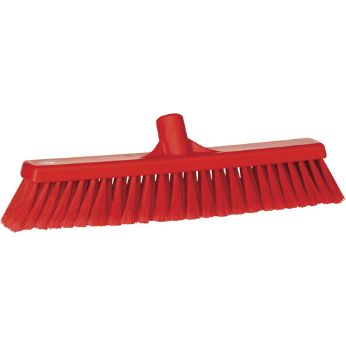 Fine Particle Push Broom, Fine/Split Bristles, 16-1/4", Polypropylene, Red Equipex