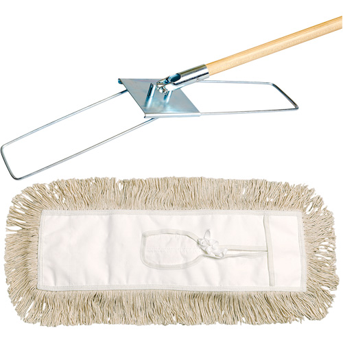 Syst&egrave;me de vadrouille &agrave; &eacute;pousseter Break-Ezy, Style &agrave; attacher, Coton, 48" lo x 3-1/2" la Equipex