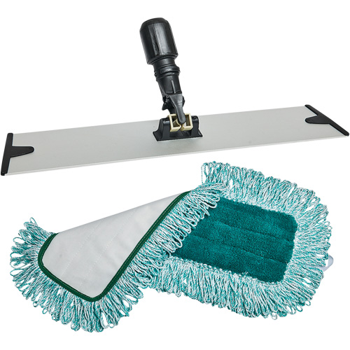 Dust Mop Pad & Frame, Hook and Loop Style, Polyester, 18" L x 5-3/4" W Equipex