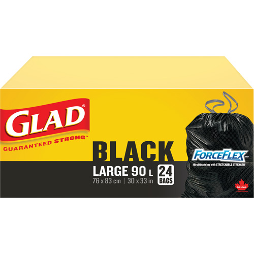 90L Garbage Bags, Regular, 30" W x 33" L, Black Equipex