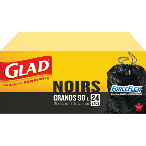 90L Garbage Bags, Regular, 30" W x 33" L, Black Equipex