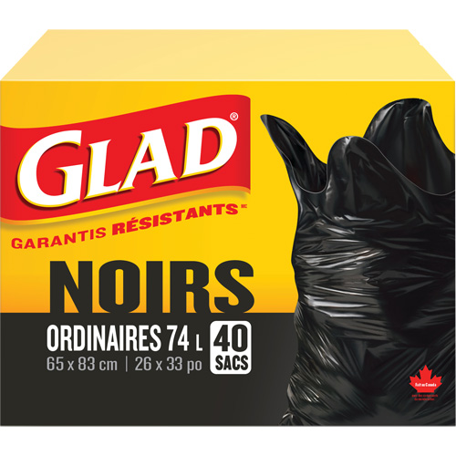 74L Garbage Bags, Regular, 26" W x 33" L, Black Equipex