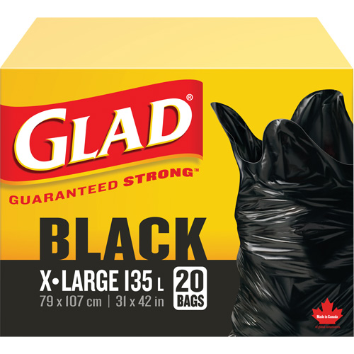 135L Garbage Bags, Regular, 31" W x 42" L, Black Equipex