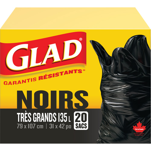 135L Garbage Bags, Regular, 31" W x 42" L, Black Equipex