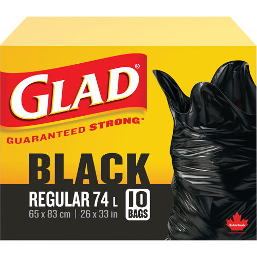 74L Garbage Bags, Regular, 26" W x 33" L, Black Equipex