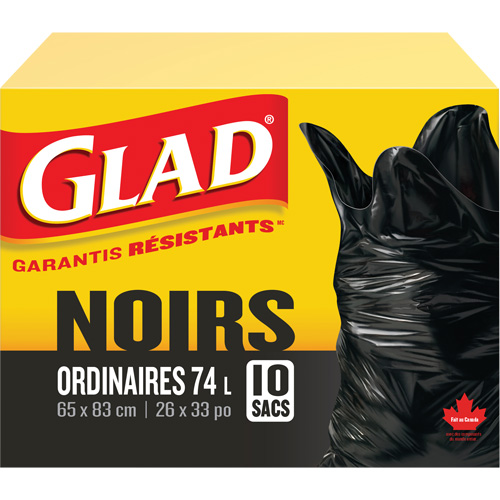 74L Garbage Bags, Regular, 26" W x 33" L, Black Equipex