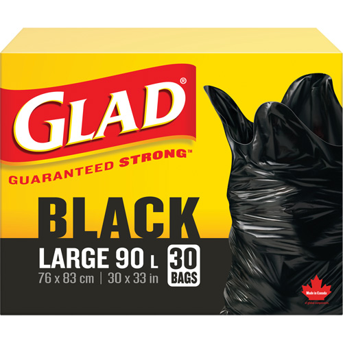 Sacs &agrave; ordures 90 L, R&eacute;gulier, 30" la x 33" lo, Noir Equipex