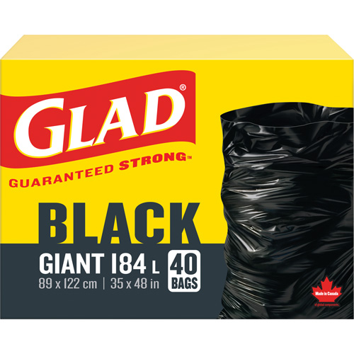 184L Garbage Bags, Regular, 35" W x 48" L, Black Equipex
