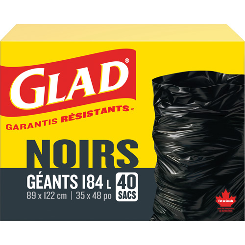 184L Garbage Bags, Regular, 35" W x 48" L, Black Equipex