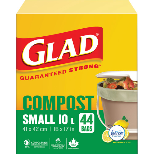 Petits sacs de compostage, R&eacute;gulier, 17" lo x 16" la, Brun, Capacit&eacute; de 10 L (3 gal.) Equipex