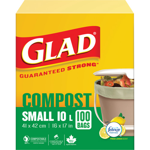 Petits sacs de compostage, R&eacute;gulier, 17" lo x 16" la, Brun, Capacit&eacute; de 10 L (3 gal.) Equipex