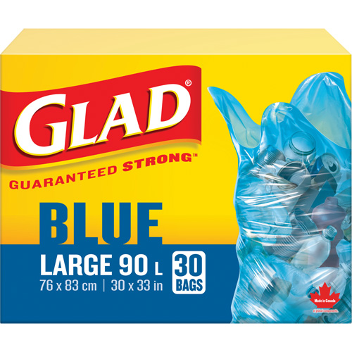 45L Recycling Bags, Regular, 30" W x 33" L, Blue Equipex