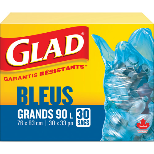 45L Recycling Bags, Regular, 30" W x 33" L, Blue Equipex