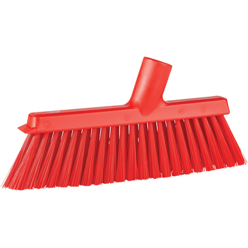 Dustpan Broom with Angled Thread, Medium Bristles, 10", Polyester, Red Equipex