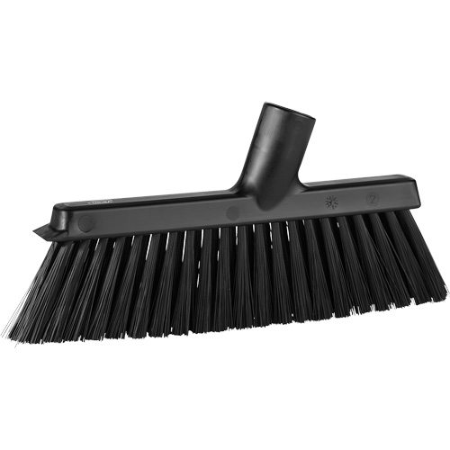 Balai biseaut&eacute; avec pas de vis inclin&eacute;, Crins Moyen, 10", Polyester, Noir Equipex