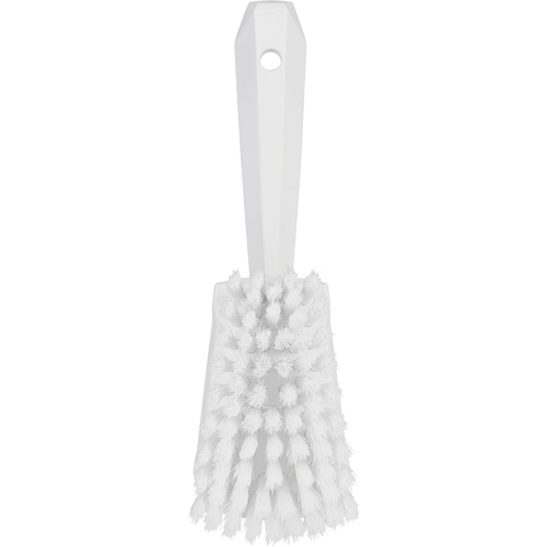 Short-Handled Washing Brush, Soft Bristles, 10-1/2" Long, White Equipex