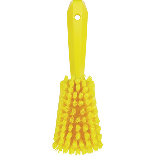 Short-Handled Washing Brush, Soft Bristles, 10-1/2" Long, Yellow Equipex