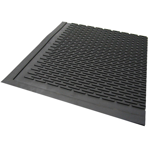 Outdoor Mat, Rubber, Scraper Type, Solid Pattern, 3' x 5', Black Equipex