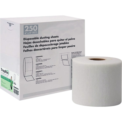 Feuilles &agrave; &eacute;pousseter jetables en rouleau unique TrapEze, Polyester, Blanc Equipex