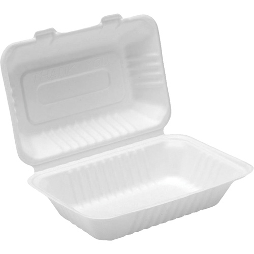 Compostable Hinged Food Containers, Bagasse, Rectangular Equipex