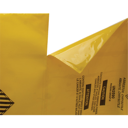 Doublures pour d&eacute;chets dangereux, Amiante, 40" lo x 35" la, 3 mils Equipex