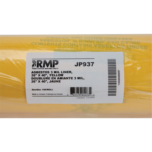 Doublures pour d&eacute;chets dangereux, Amiante, 40" lo x 26" la, 3 mils Equipex