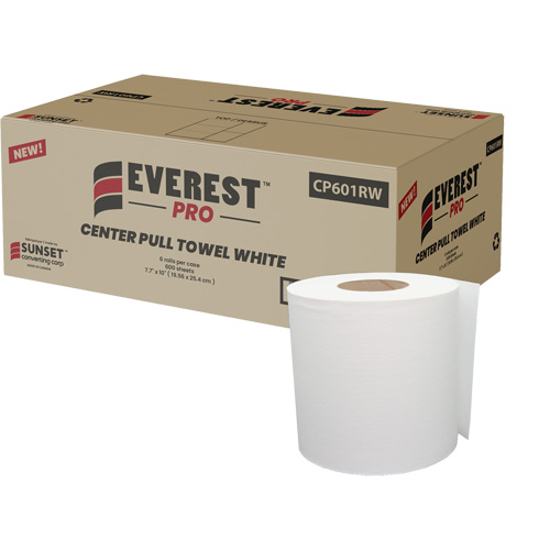 Essuie-mains en papier blanc, 1 pli, D&eacute;rouler par le centre Equipex