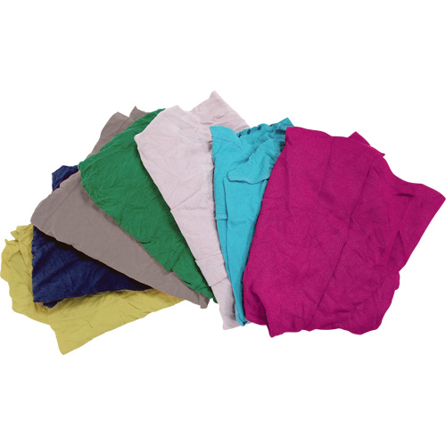 Recycled Material Wiping Rags, Cotton, Mix Colours, 10 lbs. Equipex