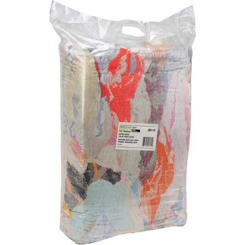Recycled Material Wiping Rags, Terrycloth, Mix Colours, 25 lbs. Equipex