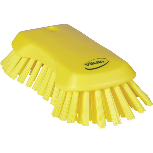 Hand Brush, Extra Stiff Bristles, 9-1/10" Long, Yellow Equipex