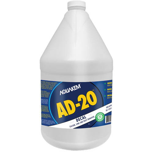AD20 Decal Eco-Friendly Industrial Grade Calcium, Lime & Rust Stain Remover White Label, Jug Equipex