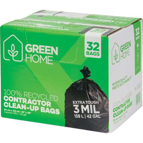 Sacs &agrave; ordures Green Home, Fort, 33" la x 48" lo, 3 mils, Noir, Capacit&eacute; 159 L (42 gal.) Equipex