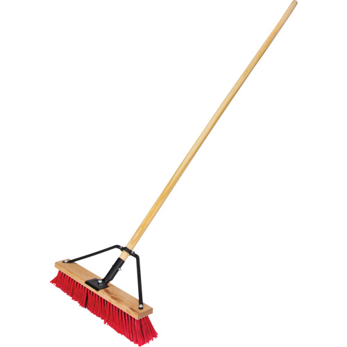 Push Broom with Braced Handle, 18", Medium, PVC Bristles Equipex