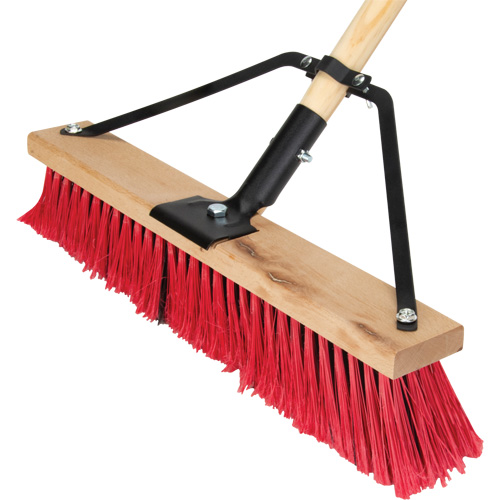 Push Broom with Braced Handle, 18", Medium, PVC Bristles Equipex
