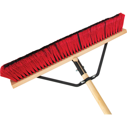 Push Broom with Braced Handle, 24", Medium, PVC Bristles Equipex