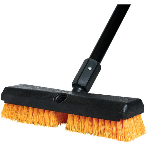 Cleaning Brush with Handle, 10" L, Polypropylene Bristles, Black/Red Equipex