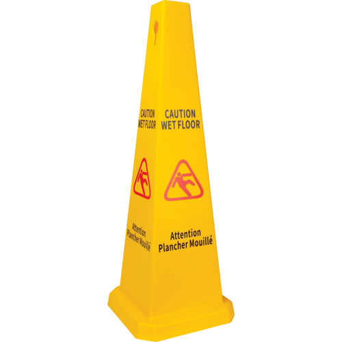 Wet Floor Safety Cone, Bilingual with Pictogram Equipex