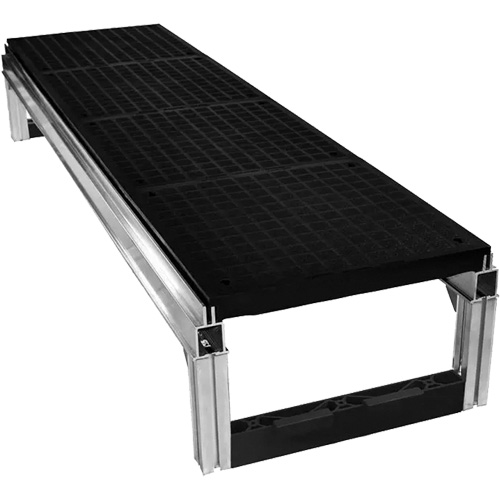 Trousse de plateforme de travail modulaire en aluminium lisse FOUNDATION, 18" la x 72" pr, Capacit&eacute; de 400 lb, Enti&egrave;rement soud&eacute; Equipex