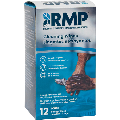 Lingettes nettoyantes emball&eacute;es individuellement, 12 lingettes, 8" x 9-1/2" Equipex
