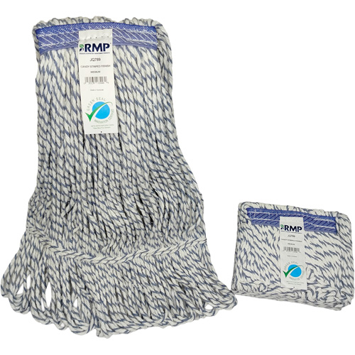 Candy-Striped Mop Head, Floor Finishing, Synthetic, Loop Style Equipex