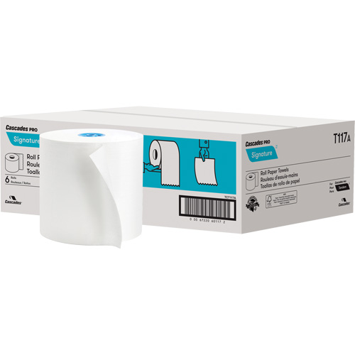 Papier essuie-tout textur&eacute; compostable &agrave; enrouler &agrave; la main PRO Signature, 1 pli, Standard, 1000' lo Equipex